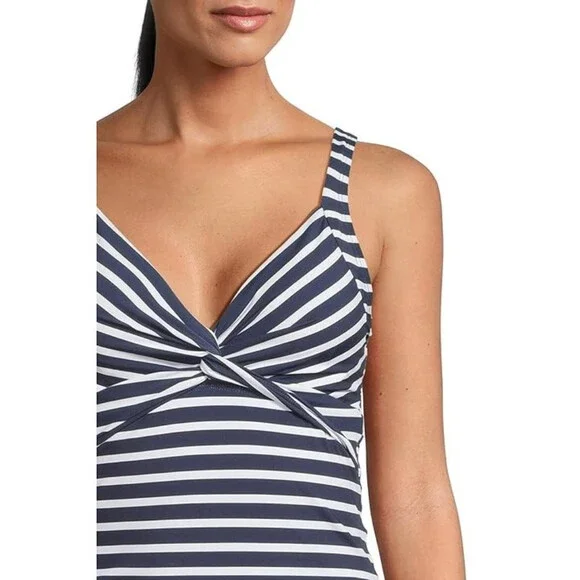 Tommy Bahama Coastline Tankini Top Women's Medium Navy Striped Swimwear JZZ938 - Picture 5 of 10